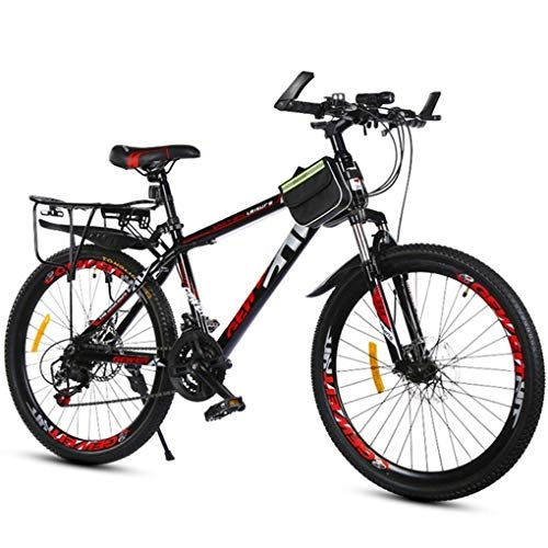 Mountain Bike : JLFSDB Mountain Bike, 26inch Wheel Carbon Steel Frame Mountain Bicycles, Double Disc Brake And Front Fork (Color : Red)