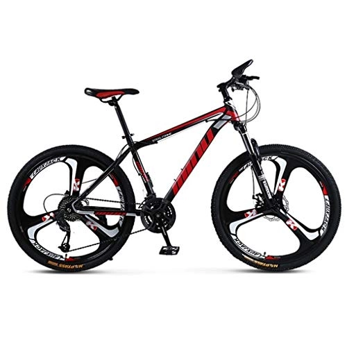 Mountain Bike : JLFSDB Mountain Bike, Carbon Steel Hardtail Mountain Bicycles, Disc Brake And Lockout Front Fork, 26 Inch Wheel (Color : Red, Size : 27-speed)