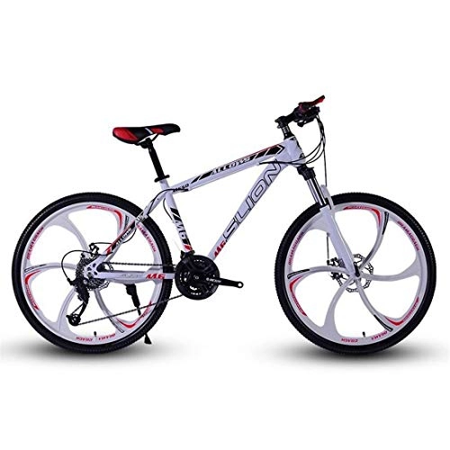 Mountain Bike : JLFSDB Mountain Bike, Men / Women Hardtail Bicycles, Carbon Steel Frame, Dual Disc Brake Front Suspension, 26 Inch Wheel (Color : White+Red, Size : 27 Speed)