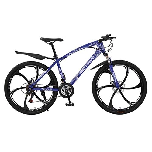 Mountain Bike : JLFSDB Mountain Bike, Women / Men Mountain Bicycle, Dual Disc Brake And Front Suspension Fork, 26inch Wheels (Color : Blue, Size : 24-speed)