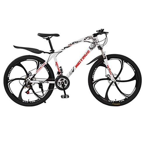Mountain Bike : JLFSDB Mountain Bike, Women / Men Mountain Bicycle, Dual Disc Brake And Front Suspension Fork, 26inch Wheels (Color : White, Size : 21-speed)