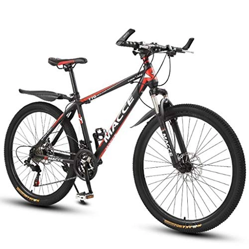 Mountain Bike : JLFSDB Mountain Bikes Bicycle MTB Mountain Bicycles Mens Womens 26" Carbon Steel Ravine Bike Front Suspension Dual Disc Brake 21 / 24 / 27 Speeds Hardtail Mountain Bikes (Color : Red, Size : 21 Speed)