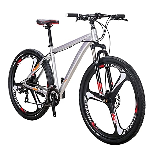 Mountain Bike : JMC Mountain Bike 29 Inches X9 Aluminum Frame 21 Speed MTB Bicycle (silver 3-spoke mag wheel)