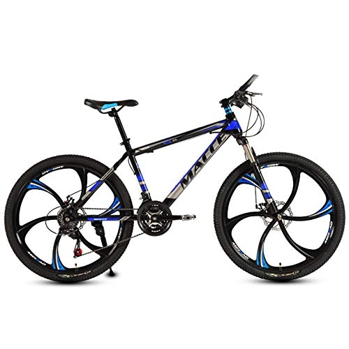 Mountain Bike : jooe Adult Mountain Bike 24 Inch Wheels Dual Disc Brake Men And Women 21 24 27 30 Variable Speed Integrated Wheel Student Bicycle, Black-27speed
