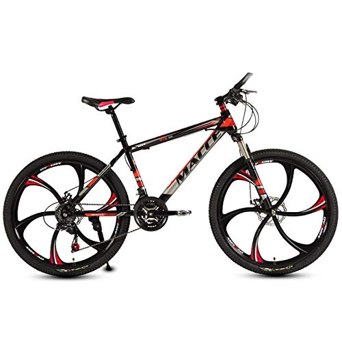 Mountain Bike : jooe Adult Mountain Bike 24 Inch Wheels Dual Disc Brake Men And Women 21 24 27 30 Variable Speed Integrated Wheel Student Bicycle, Red-24speed