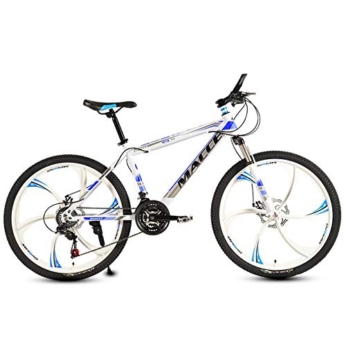 Mountain Bike : jooe Adult Mountain Bike 24 Inch Wheels Dual Disc Brake Men And Women 21 24 27 30 Variable Speed Integrated Wheel Student Bicycle, White-24speed