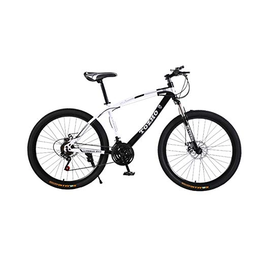 Mountain Bike : jooe Adult Mountain Bike 24 Inch Wheels Dual Disc Brake Men And Women 21 24 27 30 Variable Speed Spoke Wheel Student Bicycle, 21speed-White