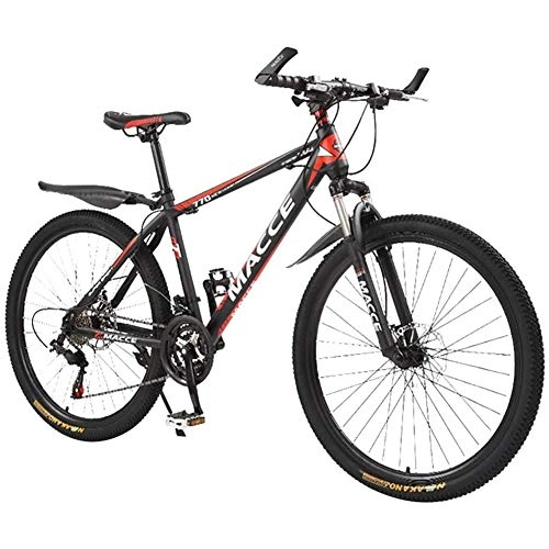 Mountain Bike : JXINGY Mens Mountain Bike Thickened Carbon Steel Frame Gears Dual Disc Brakes Adjustable Seat Adult Student Mountain Bike