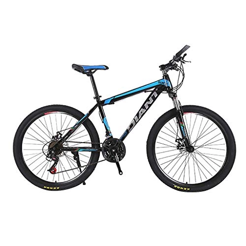 Mountain Bike : JXQ-N 24 Inch Steel Bike Unfoldable Bicycle Mountain Bike 21 Speed Double Disc Brake Bike (Blue)