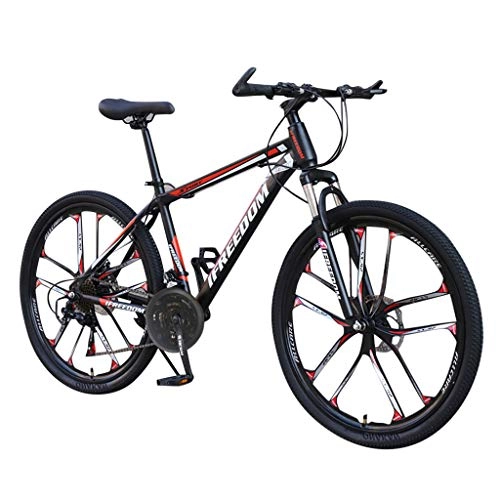 Mountain Bike : JXQ-N 26 Inch Carbon Steel Mountain Bike Full Suspension MTB 24 Speed Bicycle (Black)