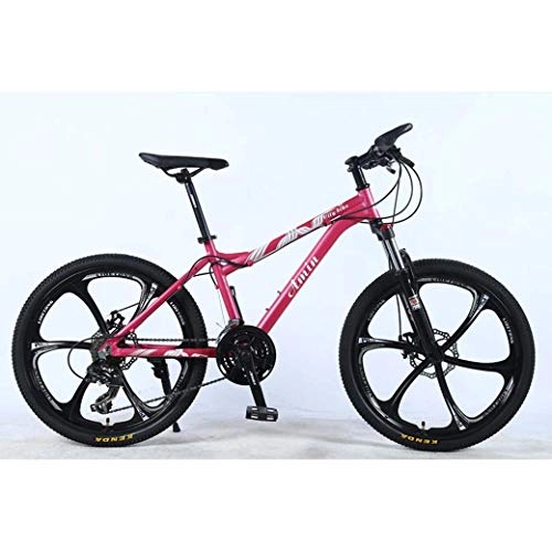 Mountain Bike : JYTFZD WENHAO 24 Inch 27-Speed Mountain Bike for Adult, Lightweight Aluminum Alloy Full Frame, Wheel Front Suspension Female Off-Road Student Shifting Adult Bicycle, Disc Brake (Color : Pink)