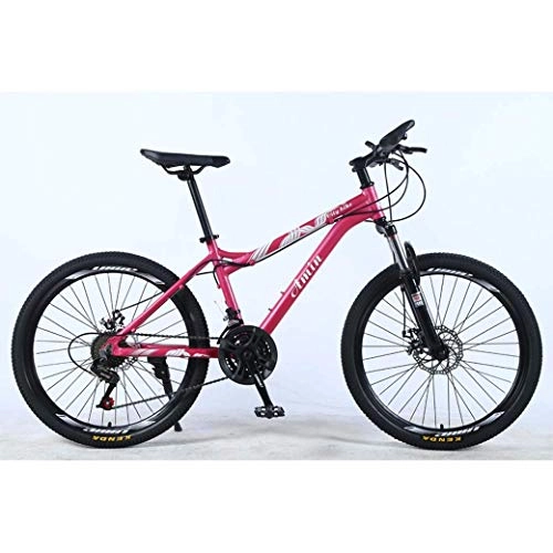 Mountain Bike : JYTFZD WENHAO 24In 21-Speed Mountain Bike for Adult, Lightweight Aluminum Alloy Full Frame, Wheel Front Suspension Female off-road student shifting Adult Bicycle, Disc Brake (Color : Pink 7)