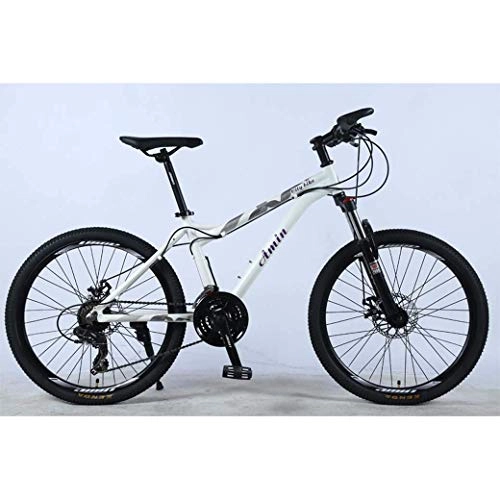 Mountain Bike : JYTFZD WENHAO 24In 21-Speed Mountain Bike for Adult, Lightweight Aluminum Alloy Full Frame, Wheel Front Suspension Female off-road student shifting Adult Bicycle, Disc Brake (Color : White 10)