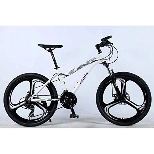 Mountain Bike : JYTFZD WENHAO 24In 21-Speed Mountain Bike for Adult, Lightweight Aluminum Alloy Full Frame, Wheel Front Suspension Female off-road student shifting Adult Bicycle, Disc Brake (Color : White)