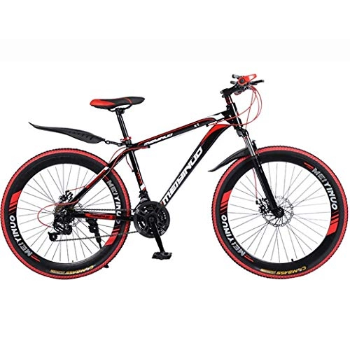 Mountain Bike : JYTFZD WENHAO 26In 21-Speed Mountain Bike for Adult, Lightweight Aluminum Alloy Full Frame, Wheel Front Suspension Mens Bicycle, Disc Brake (Color : Black)
