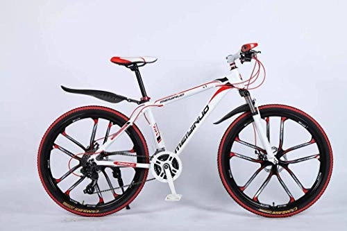 Mountain Bike : JYTFZD WENHAO 26In 21-Speed Mountain Bike for Adult, Lightweight Aluminum Alloy Full Frame, Wheel Front Suspension Mens Bicycle, Disc Brake (Color : Red 5)