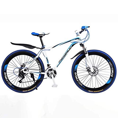 Mountain Bike : JYTFZD WENHAO 26In 24-Speed Mountain Bike for Adult, Lightweight Aluminum Alloy Full Frame, Wheel Front Suspension Mens Bicycle, Disc Brake (Color : Blue)