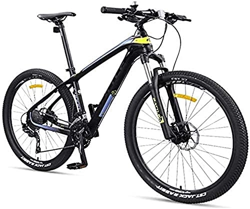 Mountain Bike : JYTFZD WENHAO 27.5 inches adult mountain bike, lightweight carbon fiber frame 27 speed mountain road vehicles, double disc hard tail Ms.M