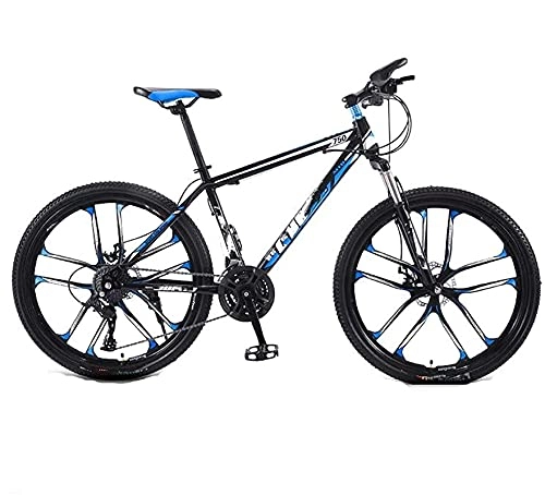 Mountain Bike : JYTFZD WENHAO Adult Offroad Mountain Bike, 24 Inch Integrated Wheel Spoke Wheel 21 Speed Variable Speed Road Bicycle, for Urban Environment and Commuting To Get Off Work (Color:White) (Color : Black)