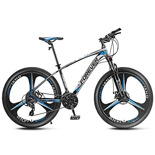 Mountain Bike : KaiKai 27.5 Inch Men's Mountain Bikes, Front Suspension Hardtail Mountain Bike, 24, 27, 30, 33 Speed Shifting System, Aluminum Frame Bicycle, Adult Mountain Trail Bike, blue 3 Spoke, 27 speed