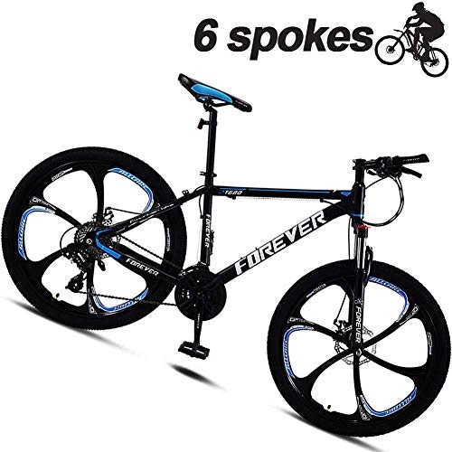Mountain Bike : KaiKai Hybrid Bikes for Men with Disc Brakes, Hardtail Mountain Bike 24 Inch, Suspension Fork, 6 Spoke Wheels Road Bycicles MTB for Different of Terrains, Red, 24 Speed