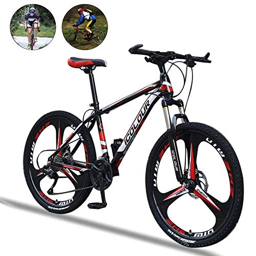 Mountain Bike : KaiKai M-TOP Adult Gravel Bike, Dual Disc Brake Fork Suspension Hardtail Mountain Bike with 26-Inch 3-Spoke Wheels, Carbon Steel Frame, Trigger Shift Bicycle for Men Women, Black, 24 Speed