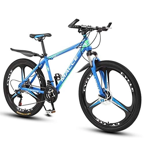 Mountain Bike : Kays Mountain Bike, 26 Inch Spoke Wheel, Carbon Steel Frame Bicycles, Dual Disc Brake And Front Fork (Color : Blue, Size : 27-speed)
