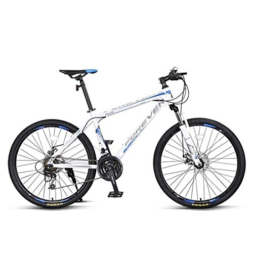 Mountain Bike : Kays Mountain Bike, 26 Inch Spoke Wheel, Carbon Steel Frame Men / Women Hardtail Bicycles, Double Disc Brake And Front Fork (Color : White, Size : 24-speed)