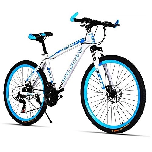 Mountain Bike : Kays Mountain Bike, 26 Inch Unisex Hard-tail Bicycles, 17 Inch Carbon Steel Frame, Dual Disc Brake Front Suspension (Color : Blue, Size : 24 Speed)