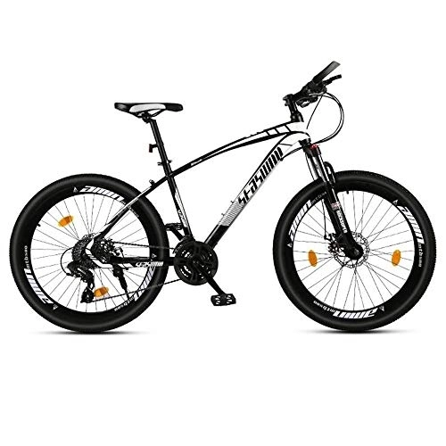Mountain Bike : Kays Mountain Bike, 26”Men / Women MTB Bicycles, Carbon Steel Frame, Double Disc Brake And Front Fork (Color : Black+White, Size : 21 Speed)