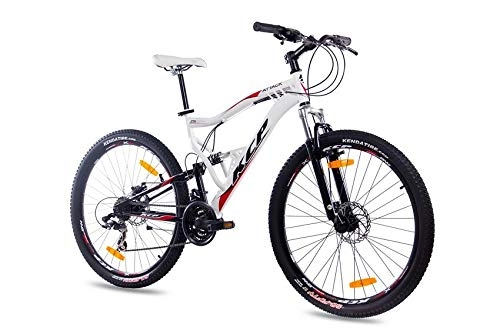 Mountain Bike : KCP Attack 27.5 Inch Unisex Mountain Bike with 21-Speed Shimano TX White / Black