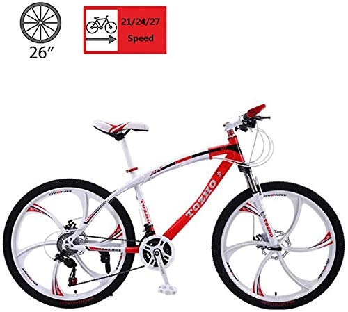 Mountain Bike : KEMANDUO 26-inch mountain bike red and white students meet six rounds of high carbon steel knife hard outdoor speed mountain bike 21 / 24 / 27, 27speed