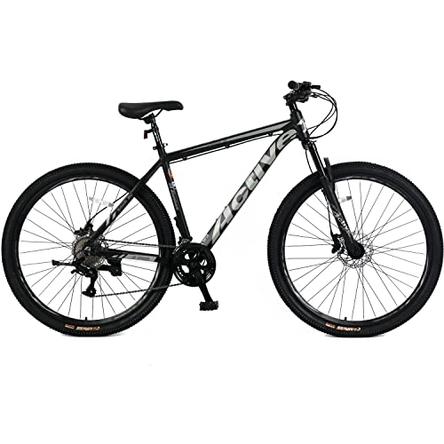Mountain Bike : Kiddove Mountain Bike, 29 inch Wheels Bicycle for Mens / Womens, 18 Speed, Disc Brakes, Adjustable seats, Multiple Colours. (Black silver)