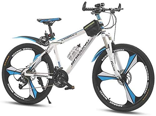 Mountain Bike : Kids' Bikes Dual Suspension Mountain Bikes Mountain Bike 26 Inch Wheels 27-speed Dual Disc Brake Adult City Road Bicycle (Color : White)-White