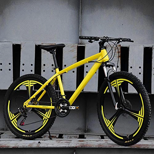 Mountain Bike : KNFBOK bikes lightweight adult 21-speed cross-country bicycle 26-inch one-wheeled mountain bike student car for men and women three-knife wheel yellow