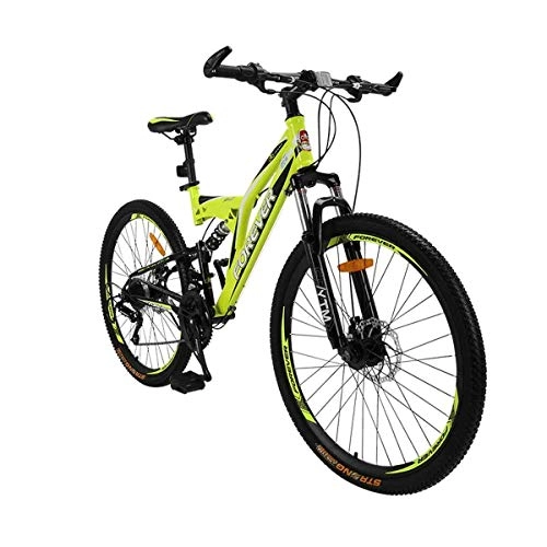Mountain Bike : KOSGK Folding 26" Wheel Mountain Bike 24 Speed Small 16" Steel Frame Unisex City Bicycles, Green