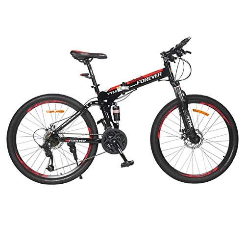 Mountain Bike : KOSGK Folding Mountain Bike 24 Speed Gear City bike Bike, 26" 3-Spoke Wheels Dual Suspension Bicycles, 24Speed