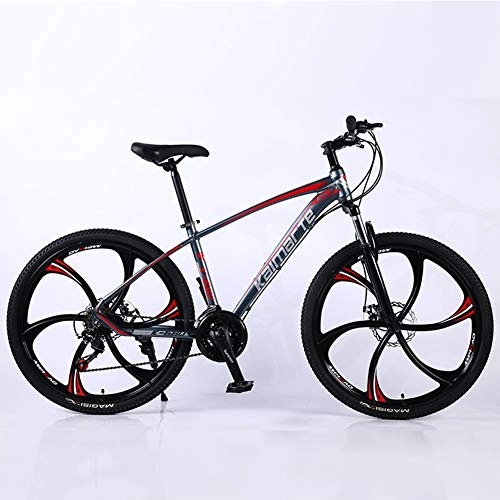 Mountain Bike : KP&CC 6 cutter Wheels Mountain Bike Adult Student Off-road Vehicle, Streamlined Frame, Shock-absorbing Ultralight for Men and Women, Red