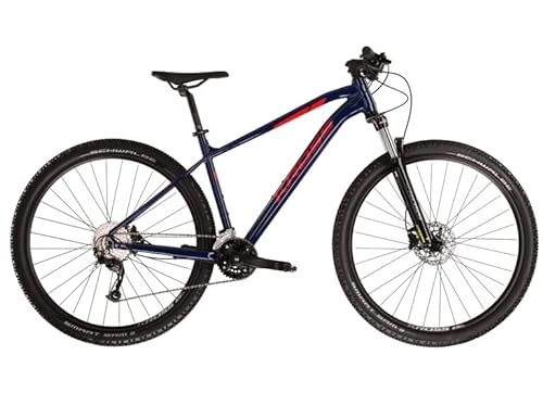 Mountain Bike : Kross Level 2.0 Mountain Bike S 16 Inch 41 cm Frame 29 Inch Wheels Disc Brake Shimano 24 Speed Gear Hardtail Bicycle Navy Blue Red