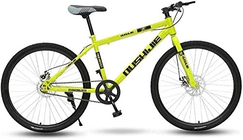 Mountain Bike : KRXLL Bicycle Wheel Front Suspension Mens Mountain Bike 19 Frame Single Speed Mechanical Disc Brakes-Yellow_24