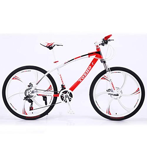 Mountain Bike : KUKU Mountain Bike 26 Inch, 21-Speed High Carbon Steel Mountain Bike, Full Suspension Mountain Bike, Adult Outdoor Bike, Suitable for Sports And Cycling Enthusiasts, Red