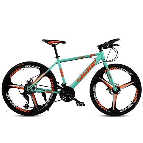 Mountain Bike : KUKU Mountain Bike 26 Inch, 21-Speed High Carbon Steel Mountain Bike, Men's Mountain Bike, Outdoor Bike, Suitable for Sports And Cycling Enthusiasts, Green, 1
