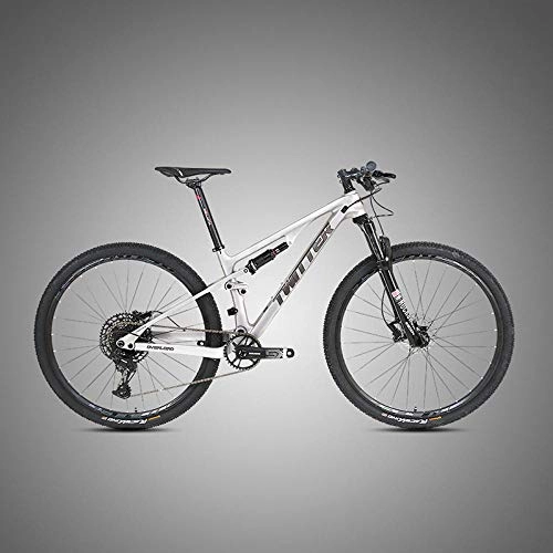 Mountain Bike : KUSAZ Adult mountain bike, dual disc brakes, 12-speed suspension, off-road mountain adult bike, outdoor riding-Silver_27.5 inch*15.5 inch