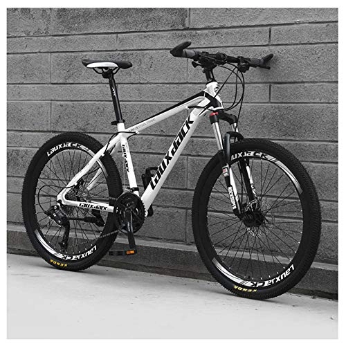 Mountain Bike : KXDLR 26" Adult Mountain Bike, 27-Speed Drivetrain Front Suspension Variable Speed High-Carbon Steel Mountain Bike, White