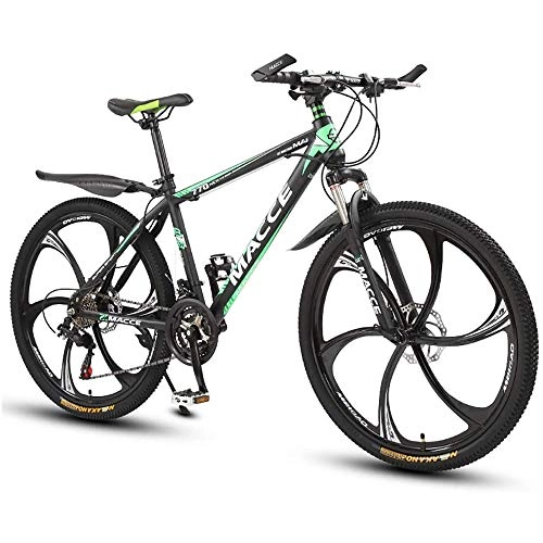 Mountain Bike : L&WB 26 Inch Mountain Bike, Suitable From 165 Cm, Disc Brake, 27-Speed Circuit, Full Suspension, Boy Bike & Men's Bike, Green