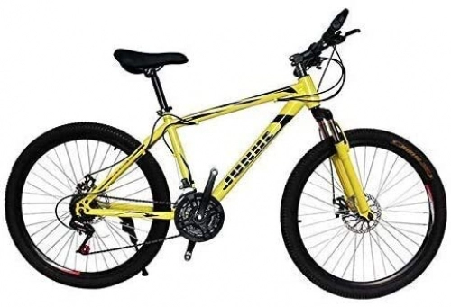 Mountain Bike : LAMTON 26 inch bicycle double disc brake mountain bike speed student fiets (Color : Yellow)