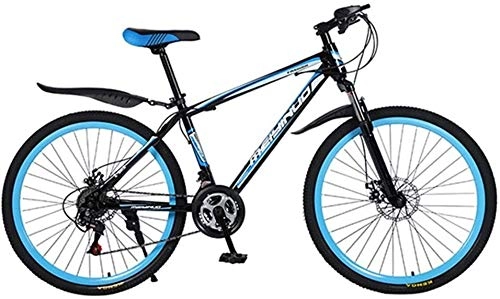Mountain Bike : LAMTON 26-Inch Mountain Bike Bicycle Riding Atvs Outdoor Cycling Double Disc Brakes Suspension Bike 21 Speed Mountain Bike Bicycle Adult Student Car (Color : Blue, Size : 24 speed)