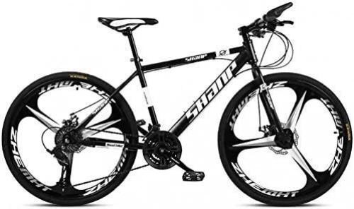 Mountain Bike : LAMTON 26 Inch Mountain Bikes, Men's Dual Disc Brake Hardtail Mountain Bike, Bicycle Adjustable Seat, High-carbon Steel Frame, 21 Speed, 3 Spoke (Color : Black)