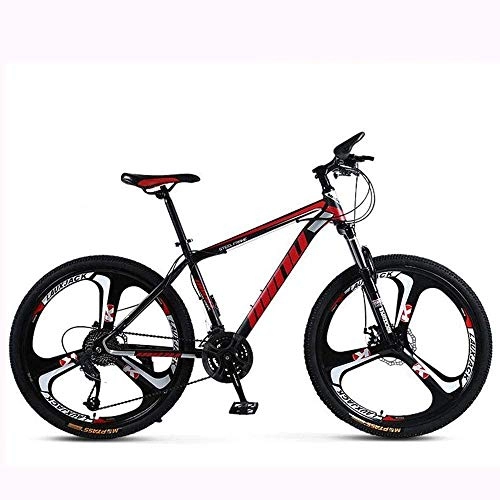 Mountain Bike : LAMTON Mountain Bike, Three Cutter Wheel, 30 Speed Double Disc Brake, Shock-Absorbing, Off-Road, Variable-Speed, City Commuter Bicycle Perfect for Road Or Dirt Trail Touring (Color : Black red)