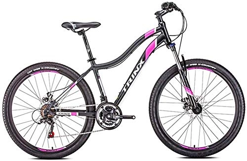 Mountain Bike : LAMTON Womens Mountain Bikes, 21-Speed Dual Disc Brake Mountain Trail Bike, Front Suspension Hardtail Mountain Bike, Adult Bicycle, 24 inches Black (Color : 24 Inches Black)